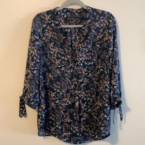 Ivanka Trump pretty floral blouse, tie sleeves Like new, size large